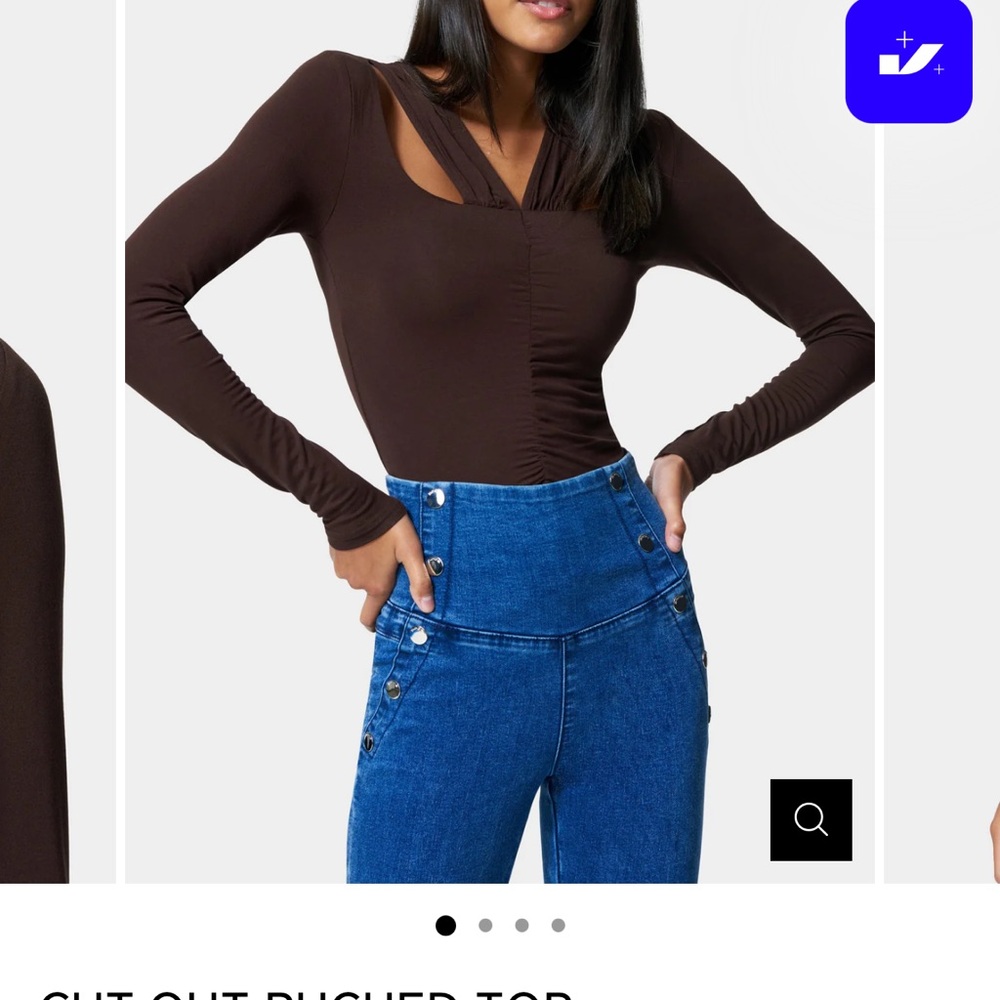 bebe Chocolate Long Sleeve Cut-Out Top